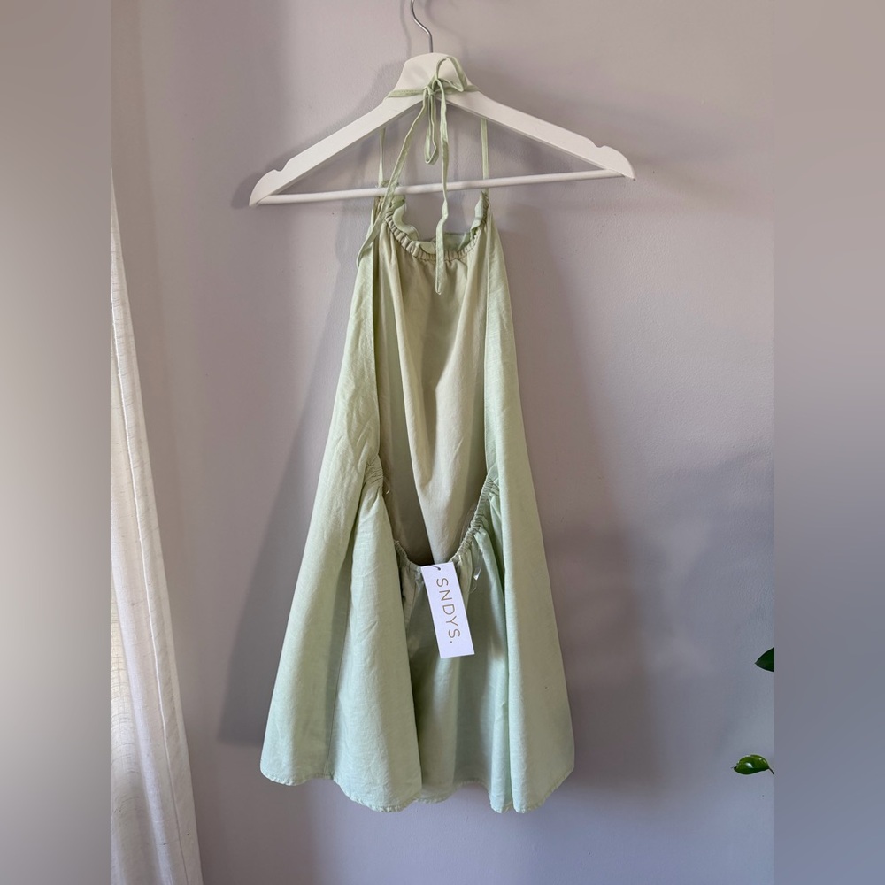 SNDYS Alysse Halter Mini Dress in Matcha - Picture 3 of 4